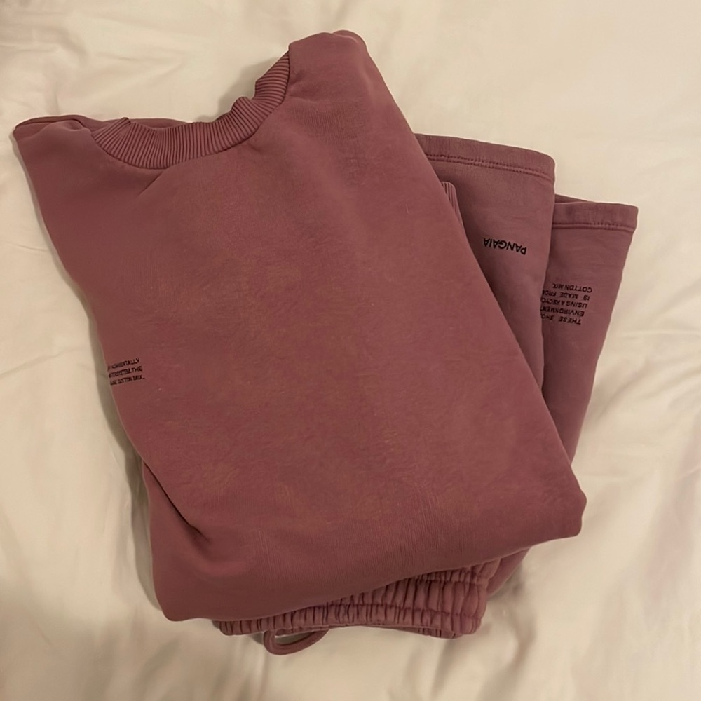 Pangaia sweatsuit — crewneck and shorts